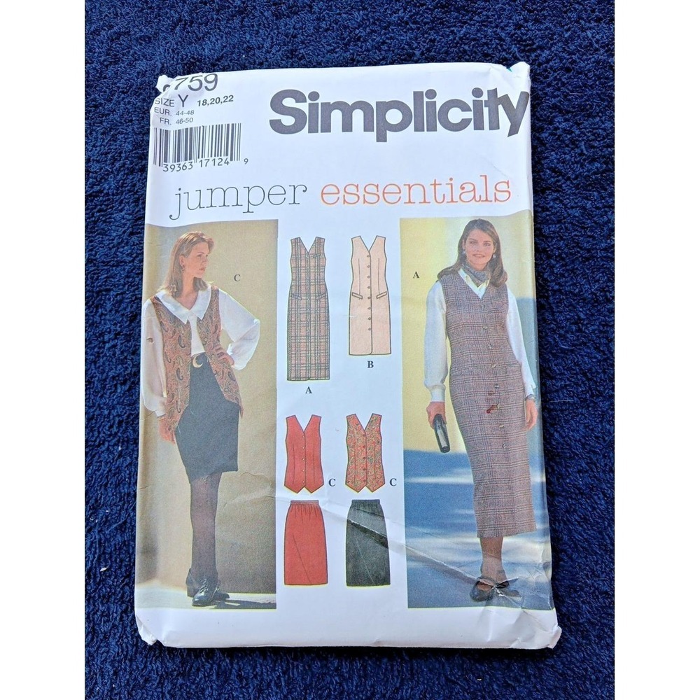 Simplicity #0759 UNCUT FACTORY FOLDED NEW Size 6, 8, 10 Jumper Skirt Vest‎ 1995